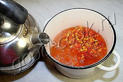куриный томатный суп с перцем и кукурузой