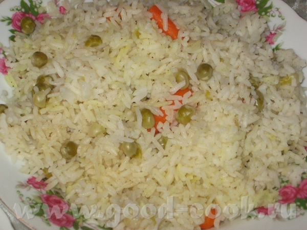 Разноцветный гарнир из риса персидский рис - 3 стакана горошек - 2/3 банки карликовая морковка - 2... - 2