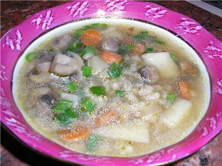 elka34 Олечка, принимай спасибо за классический грибной суп с перловкой , очень вкусненький получил...