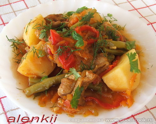ТУШЕНОЕ МЯСО С КАРТОФЕЛЕМ И ЗЕЛЕНОЙ СТРУЧКОВОЙ ФАСОЛЬЮ Спасибо большое всем