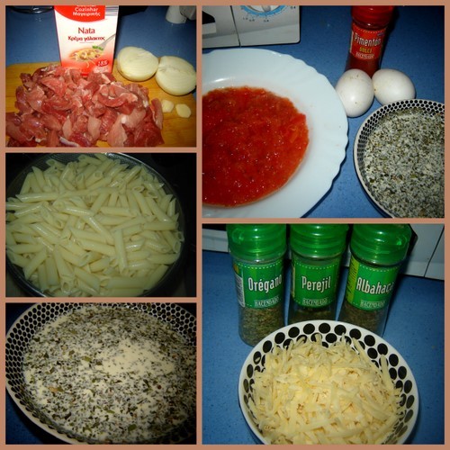 Macarrones con nata Продукты: 250 г макарон 400 г рубленого мяса (свинина, курятина) 1 луковица 2-3... - 2