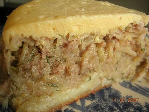 Трехслойный пирог от 150 гр мясного фарша, 1 картофелина, 1 луковица, 150 гр муки, 150-200 гр молок... - 2