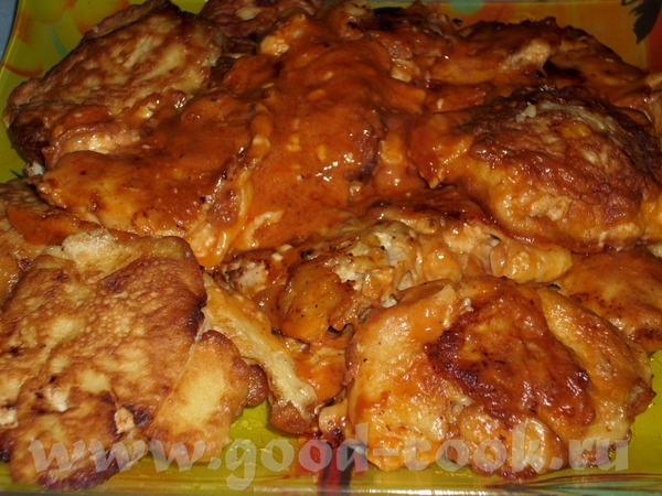 Грудка в кляре Куриную грудку разрезаем на небольшие порционные кусочки, слегка отбиваем, солим, пе...