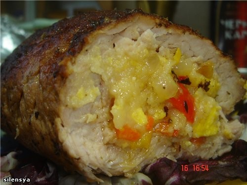 Мясо,фаршированное овощами