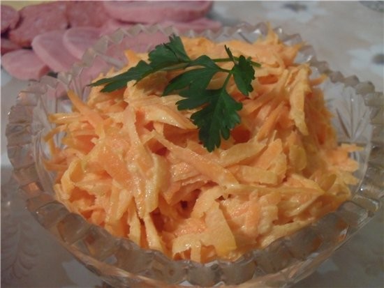 Нарезка Салат "Мери" Морковь с чесноком и майонезом - 3