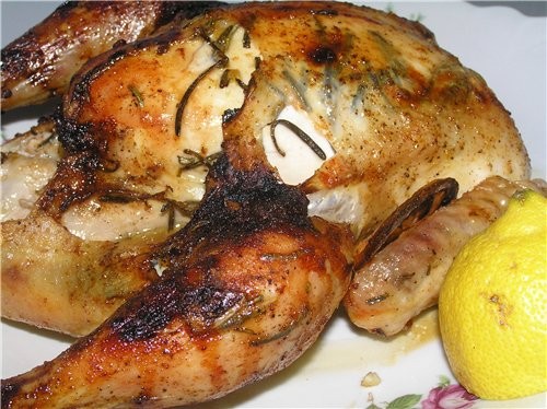 Курица с розмарином, лимоном и миндалем 1курица (около 1,5кг), 2 ч