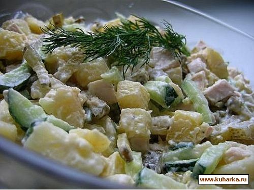 салат 1 куриная грудка готовая(тушеная,я покупаю готовые в Ашане) 4-5 штук отваренного в кожуре кар...