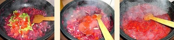 Теперь отправляем на сковороду натёртую морковь и репчатый лук, продолжаем обжаривать