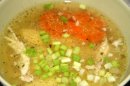 Куриный суп Курица с картошкой в рукаве и салат из крабовых палочек Плюшки с маком, коричневым саха...