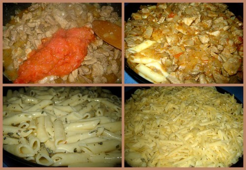 Macarrones con nata Продукты: 250 г макарон 400 г рубленого мяса (свинина, курятина) 1 луковица 2-3... - 3