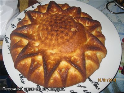 Песочный кекс со сгущенкой оригинал Автор: Milka Ингредиенты : 2 яйца, 0,5 банки сгущеного молока,...