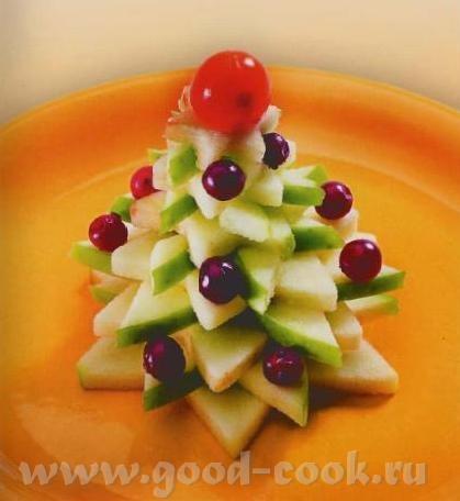 ОТСЮДА УкрашениеНовогоднего стола Яблочная елочка Яблоки, ягоды красной рябины