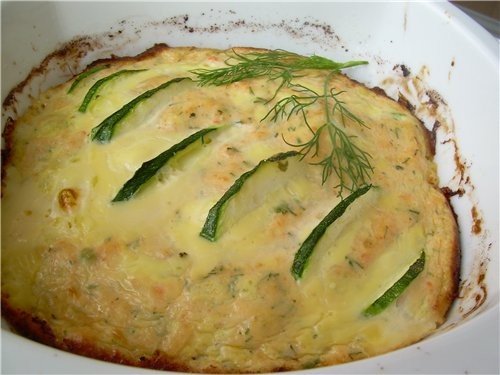 Clafoutis с Лососем,Лимоном, Укропом и Кабачком