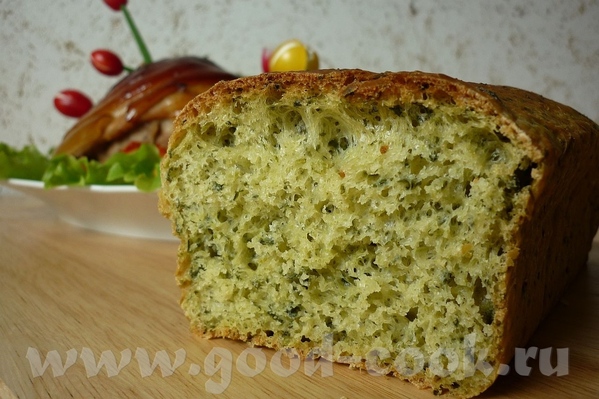 Зеленый хлеб со шпинатом Фото мое, а рецепт с кукинга в немецкой темке от Iden: "Замороженный сливо...