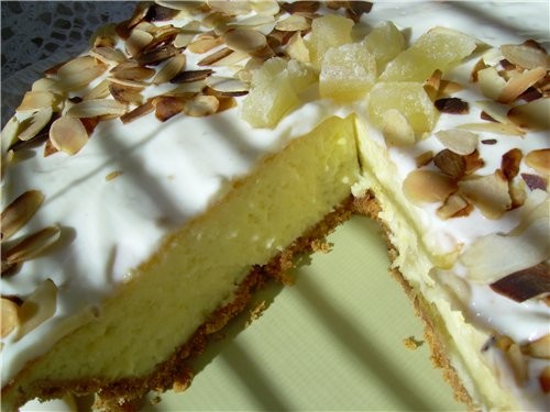 Творожный торт с ананасами и лимоном - 2