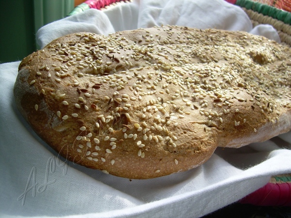ЛЕПЕШКА РЖАНАЯ ЧЕСНОЧНАЯ 3 чашки смешанной муки /1,1/2 ржаная,1/2 с отрубями,1хлебная/ 1 ст - 2