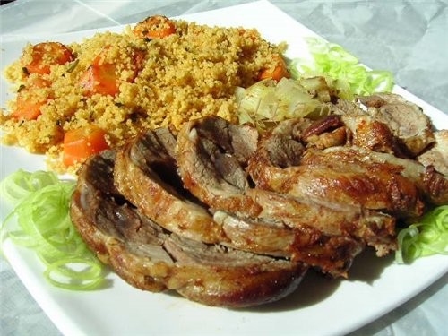 Баранина тушёная, с кускус