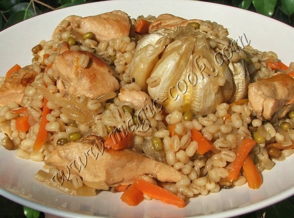 ИНДЕЙКА В ТОМАТНОМ СОУСЕ С КОРИЦЕЙ И КУСКУСОМ ФАРШИРОВАННЫЕ ЛУКОВИЦЫ В ТЫКВЕННО-ТОМАТНОМ СОУСЕ СЛОЙ... - 5
