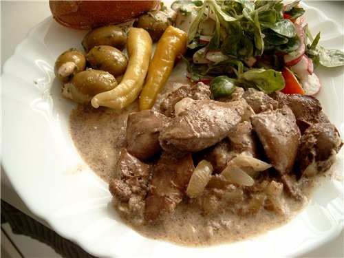 большое спасибо за Куриную печень со сметаной, вкусно