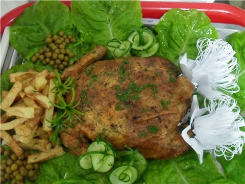Ну а теперь блюда Курица фаршированная Рулет с зеленью Камыши (куриные рулетики) Котлета "Павлиний...
