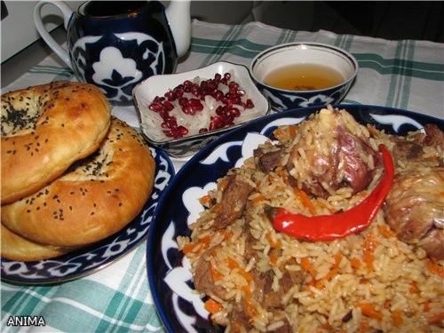 Плов, лепёшки