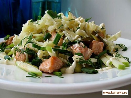 Салат с семгой и овощами Филе семги 100г, картофель 2 шт