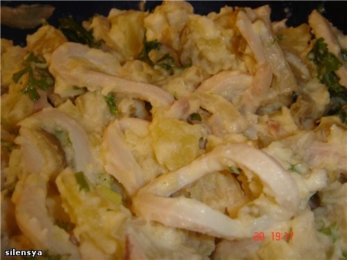 Валерия-Таня, спасибо большое за вкусный салат из кальмаров,картофеля и соленых огурцов , нам понра...