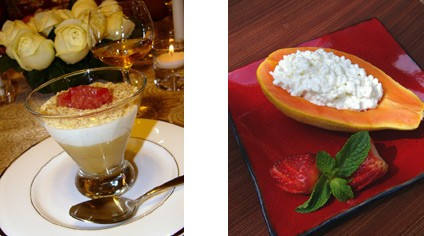 Блюда из сыра и творогa и другие молочные продукты Мусс c Рокфором и грушевым пюре Папайя с сыром к...