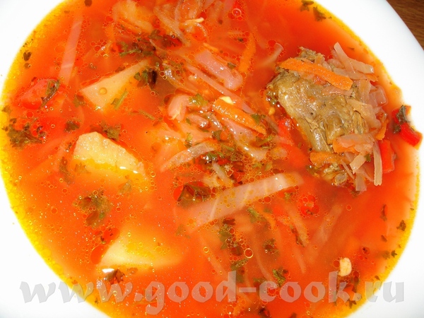 А у нас сегодня просто борщ с утиным мясом, только без фасоли и томата, вместо него добавила стакан...