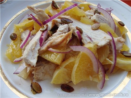 Немножно продолжу с курицей 5/100 Рецепты из курицы Салат из курицы, апельсин и тыквеных семечек фи...