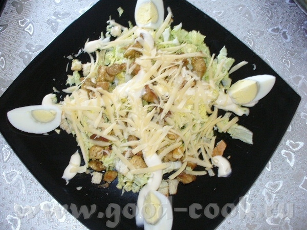 салат воздушный капуста савойская феле куринное твердый сыр сухарики майонез феле мелко нарезать, п...