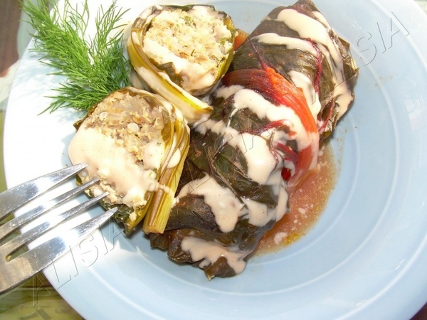 ТВОРОЖНАЯ ТОРТ-ЗАПЕКАНКА ФАРШИРОВАННЫЙ ЦВЕТНОЙ МАНГОЛЬД МЯСНОЙ ТЕРРИН С ГРИБАМИ - 3
