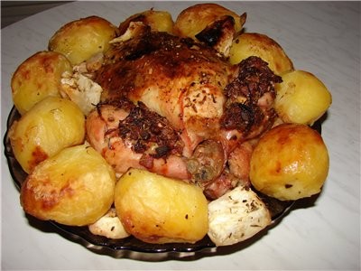 Очень интересный и на мой взгляд удачный рецепт запекания курочки целиком