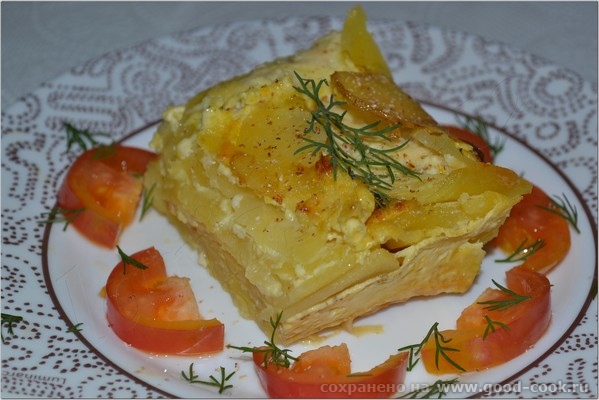 Картофельный гратен с колбасным сыром