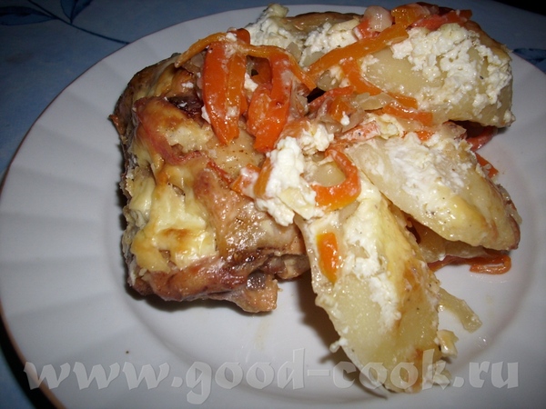 Сегодня я опять начинаю Нежная курочка запеченная с картофелем в сметане,не могу найти автора рецеп...