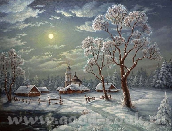 Очень хорошая идея, красиво и интересно Посмотрите какая интересная зима у художника Дмитрия Кустан... - 3