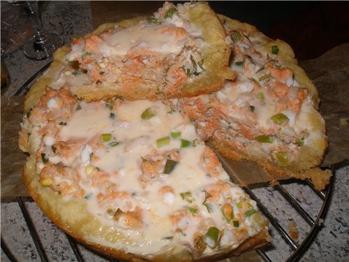 Открытый пирог с сёмгой и сливками Пирог по мотивам 2-х рыбных пирогов Тесто от Начинка от Тесто 10...