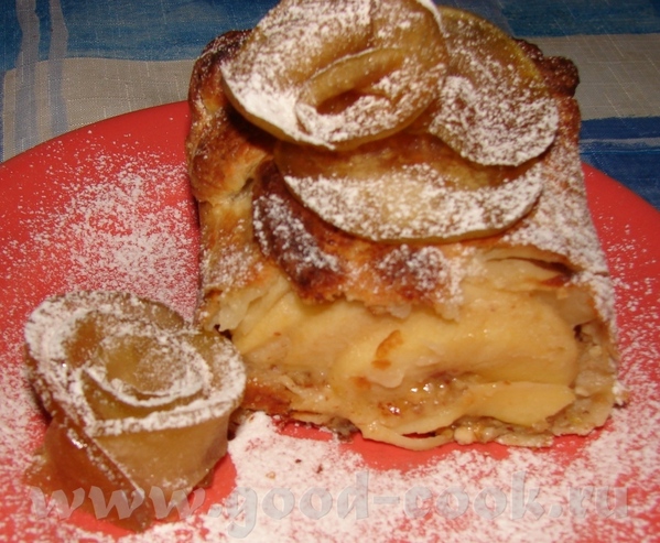 Пирог с яблоками и орехами Квадратик слоеного теста (в оригинале тесто Фило) раскатать по форме, в... - 2