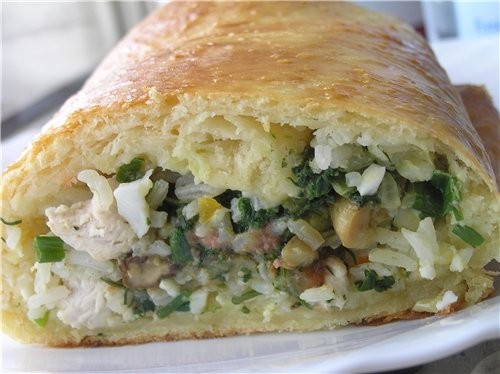 мы ели Рулет с курицой, белыми грибами и шпинатом