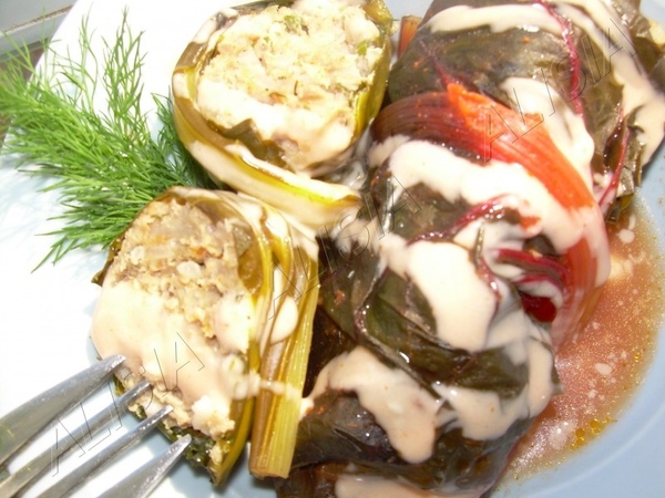 ТВОРОЖНАЯ ТОРТ-ЗАПЕКАНКА ФАРШИРОВАННЫЙ ЦВЕТНОЙ МАНГОЛЬД МЯСНОЙ ТЕРРИН С ГРИБАМИ - 4