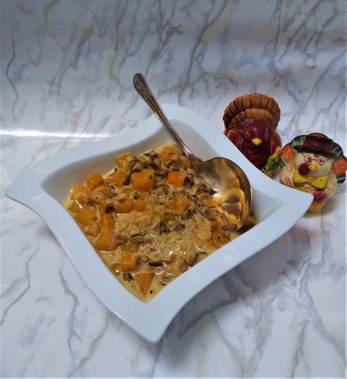 Тыквенное рагу с белыми грибами и сливками
