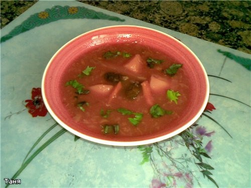Борщец наскоро с черносливом Очень вкусный борщик