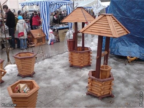 декоративные деревянные мельницы и колодцы - 2