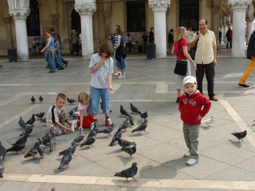 Это дети кормят голубей, на площади можно за евро купить кукурузу для голубей Вид из моста Риалто Я...
