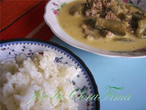 Готовила Фуль биль лябан - зеленые бобы в шорбе лябан Вкусненько