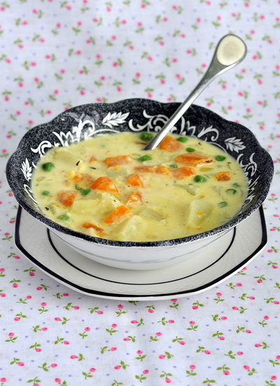 Чаудер с рисом, тыквой и горошком