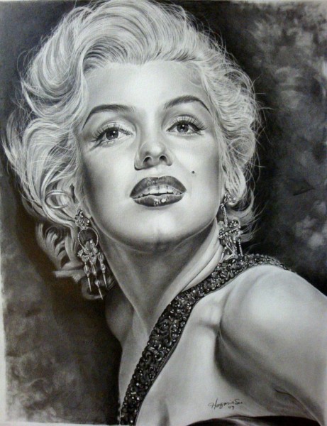 Интересный портрет Мэрилин Вот карандашный рисунок - 2