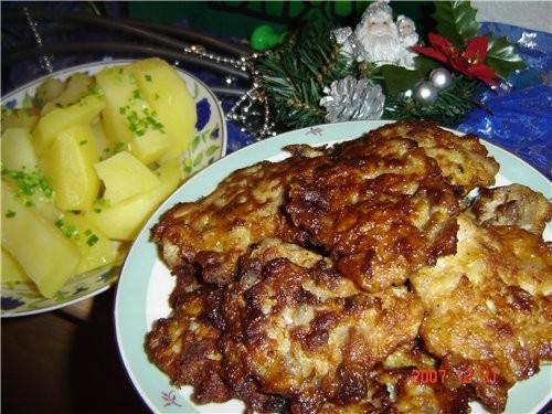 Салат "Ландыш" - очень вкусный Кальмары обжаренные в тесте Тзадзике (не знаю как по руски пишется)... - 5