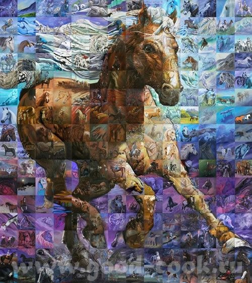 Сотни полотен художник Льюис Лавойе соединил в одну большую картину под названием «Дар лошади», на...