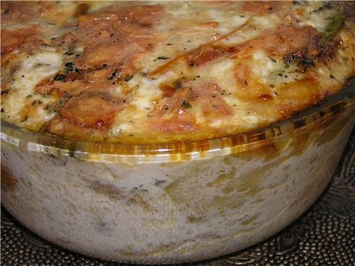 овощи в сырном соусе 2 кобачка, 2 сладких перца, 300 г - 2